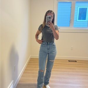 Abercrombie & Fitch Blue Straight Leg Jeans curve love